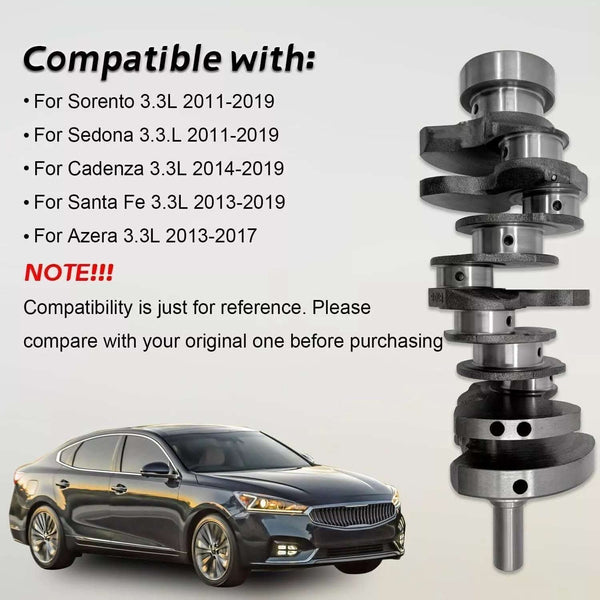 CrankshaftCrankshaft with Main Rod Bearing Set for 2011-2016 Hyundai Santa Fe Kia Sorento 3.3L
