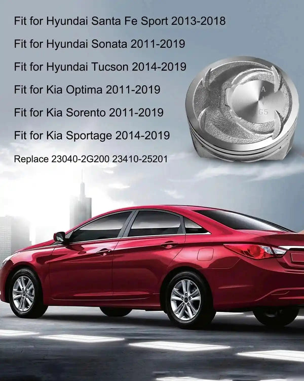 PistonEngine Piston w/ Rings Kit Fit For 2010-2019 Kia Sorento Optima Hyundai Sonata 2.4L Replace 23410-2G500