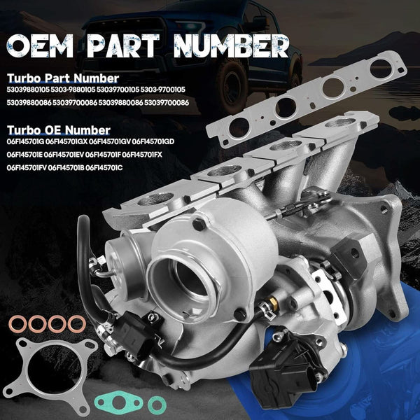 TurbosTurbo Turbocharger for Audi A3 2.0L Volkswagen Eos Volkswagen GTI Jetta Passat Replace# 53039700105