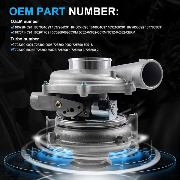 TurbosTurbo Turbocharger Compatible for Ford F250 F350 F450 F550 Excursion 6.0L V8 Diesel V110 Engine 2003-2004