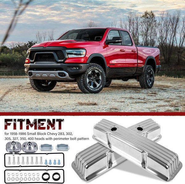 Polished Aluminum Tall Valve Covers for Chevy SBC 283 302 305 327 350 400 1958-1986