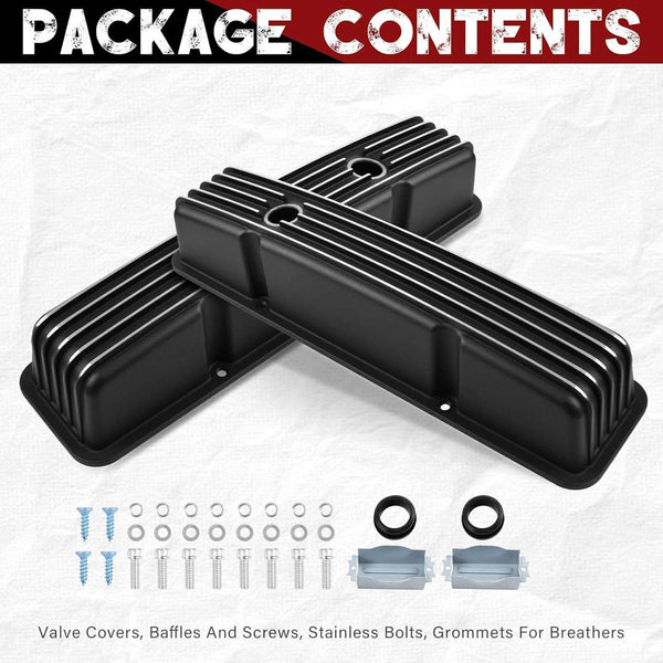 New Black Aluminum Tall Valve Covers for Chevy SBC 1958-1986 283 302 305 327 350 383 400