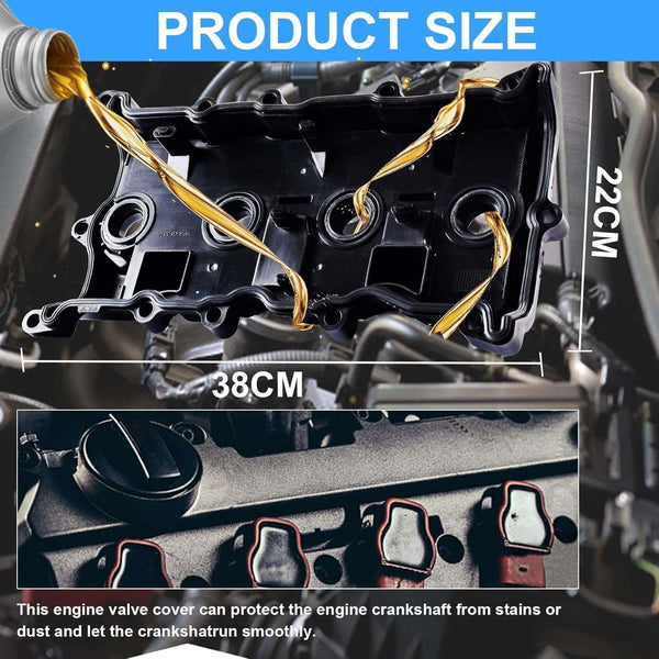 Engine Valve Cover with Gasket Bolts & Oil Cap Compatible with 2007-2012 for Nissan Altima Sentra SE-R 2.5L Replace# 13264-JA00A 13270-JA00A