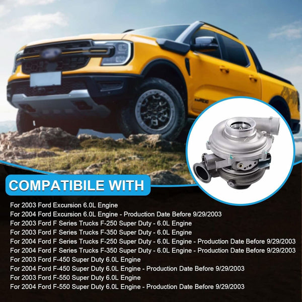 TurbosTurbo Turbocharger Compatible for Ford F250 F350 F450 F550 Excursion 6.0L V8 Diesel V110 Engine 2003-2004